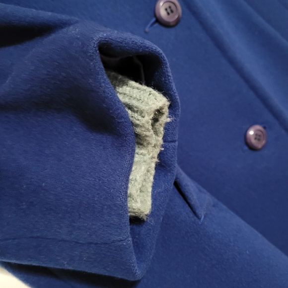 Royal Blue Long Winter Wool Coat - Picture 10 of 11